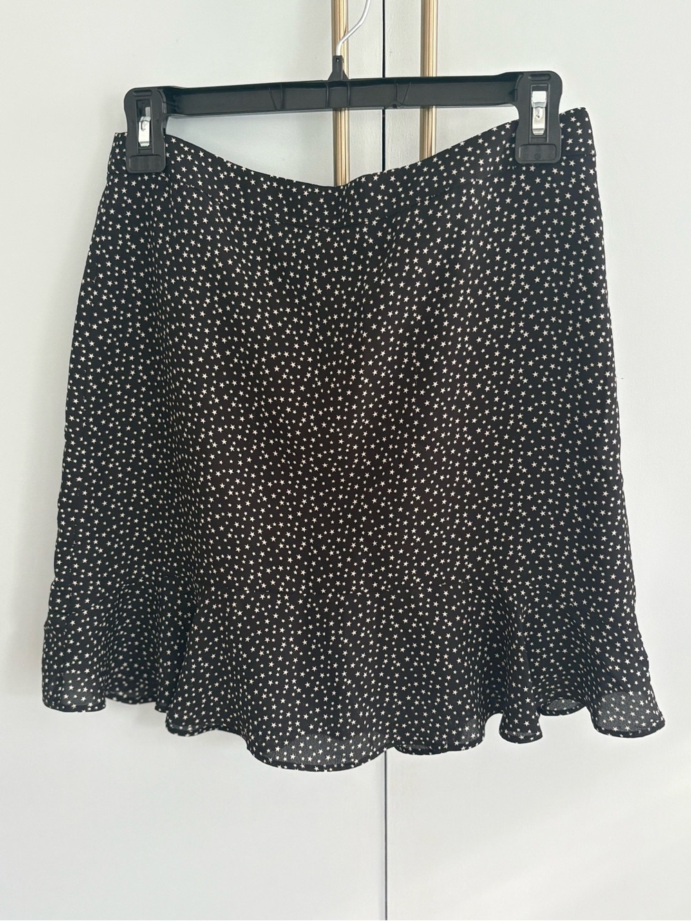J. Crew Black Star-Print Ruffle Hem Skirt